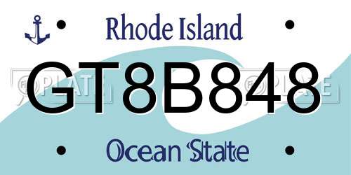 GT8B848 Rhode Island License Plate