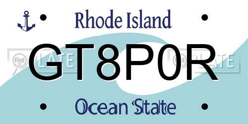 GT8P0R Rhode Island License Plate