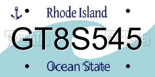 GT8S545 Rhode Island License Plate