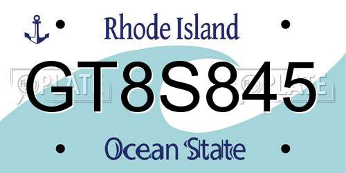 GT8S845 Rhode Island License Plate
