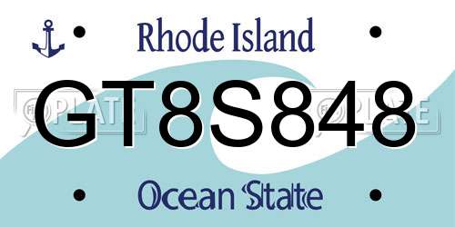 GT8S848 Rhode Island License Plate