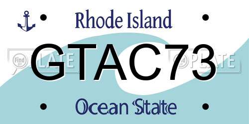 GTAC73 Rhode Island License Plate