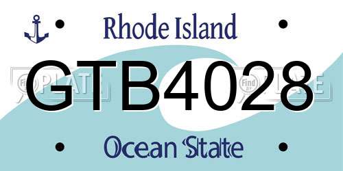 GTB4028 Rhode Island License Plate