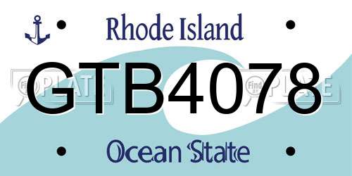 GTB4078 Rhode Island License Plate