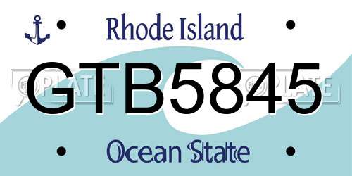 GTB5845 Rhode Island License Plate