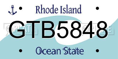GTB5848 Rhode Island License Plate