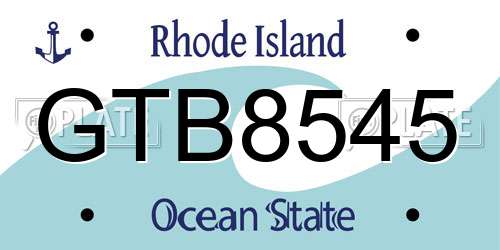 GTB8545 Rhode Island License Plate