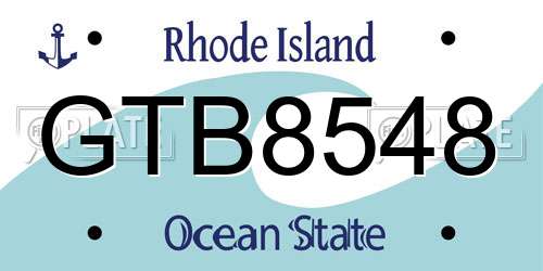 GTB8548 Rhode Island License Plate