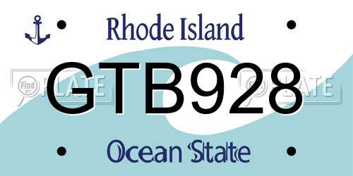 GTB928 Rhode Island License Plate