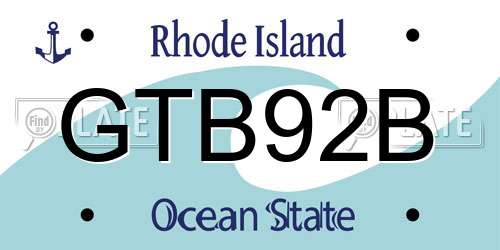GTB92B Rhode Island License Plate