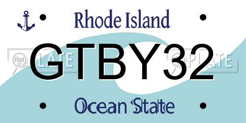 GTBY32 Rhode Island License Plate