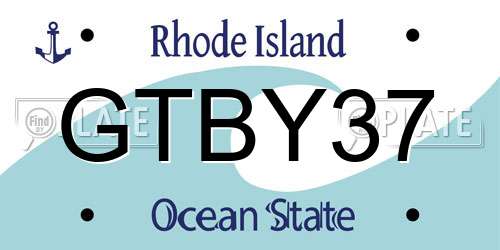 GTBY37 Rhode Island License Plate