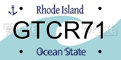 GTCR71 Rhode Island License Plate