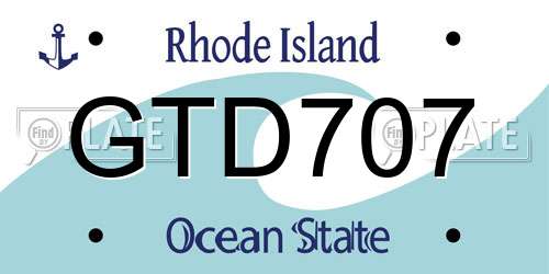 GTD707 Rhode Island License Plate