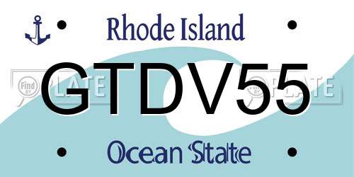 GTDV55 Rhode Island License Plate