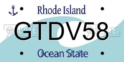 GTDV58 Rhode Island License Plate