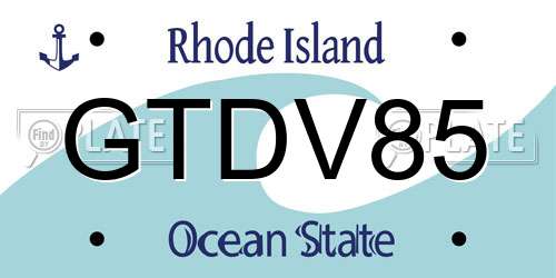 GTDV85 Rhode Island License Plate