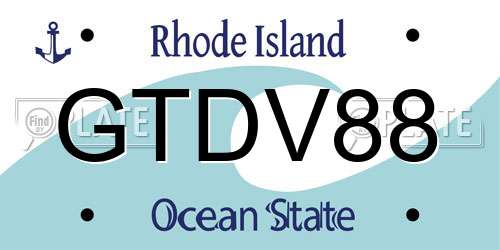 GTDV88 Rhode Island License Plate