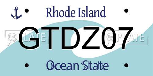 GTDZ07 Rhode Island License Plate