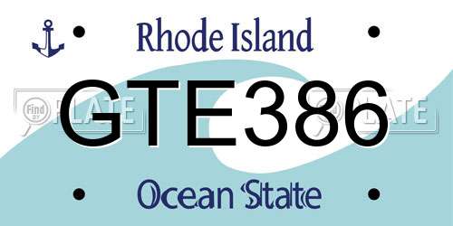 GTE386 Rhode Island License Plate