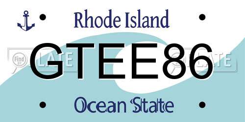 GTEE86 Rhode Island License Plate