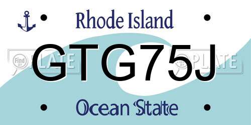 GTG75J Rhode Island License Plate