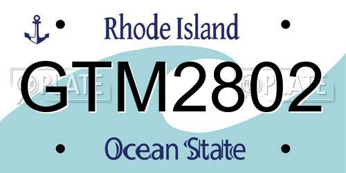 GTM2802 Rhode Island License Plate