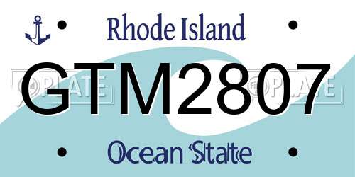 GTM2807 Rhode Island License Plate