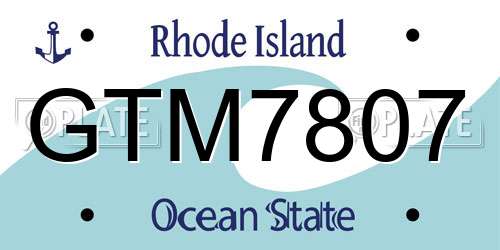 GTM7807 Rhode Island License Plate