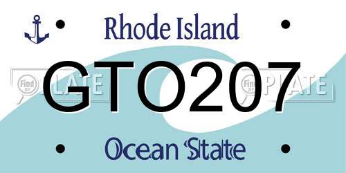 GTO207 Rhode Island License Plate