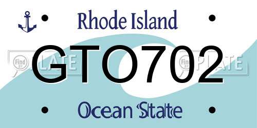 GTO702 Rhode Island License Plate