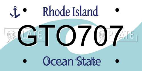 GTO707 Rhode Island License Plate