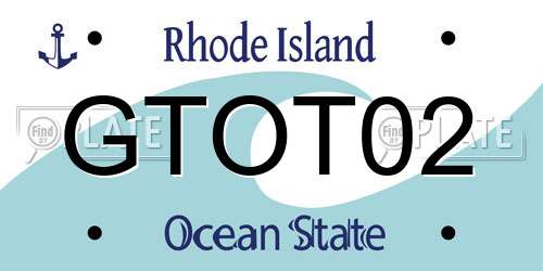 GTOT02 Rhode Island License Plate