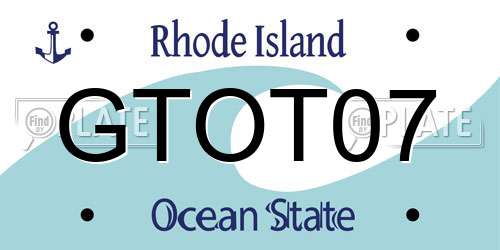 GTOT07 Rhode Island License Plate