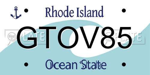 GTOV85 Rhode Island License Plate