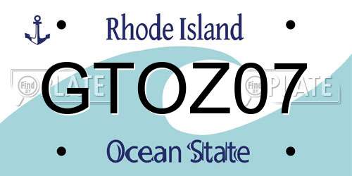 GTOZ07 Rhode Island License Plate