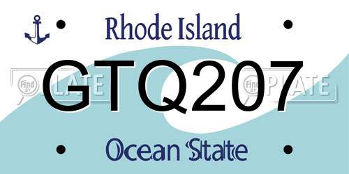 GTQ207 Rhode Island License Plate