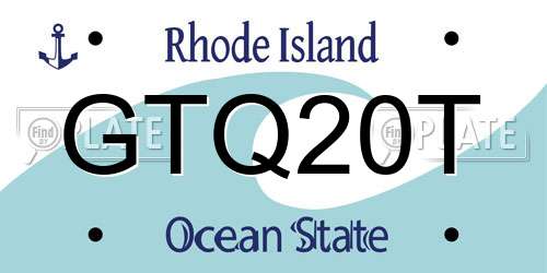 GTQ20T Rhode Island License Plate
