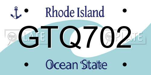 GTQ702 Rhode Island License Plate