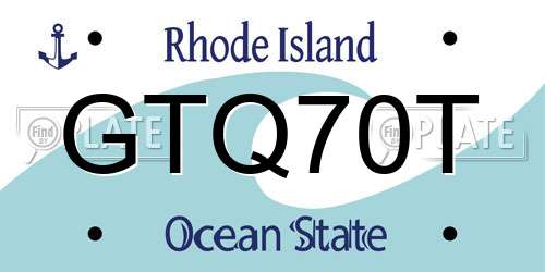 GTQ70T Rhode Island License Plate