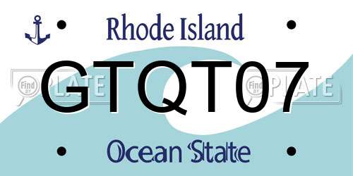GTQT07 Rhode Island License Plate