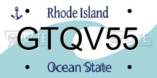 GTQV55 Rhode Island License Plate
