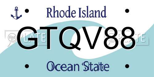 GTQV88 Rhode Island License Plate