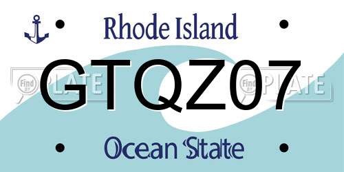 GTQZ07 Rhode Island License Plate