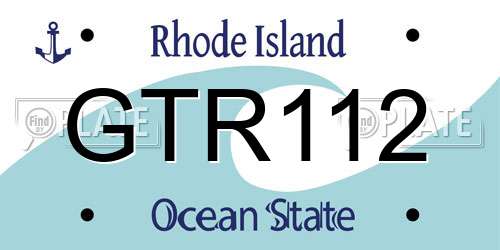 GTR112 Rhode Island License Plate