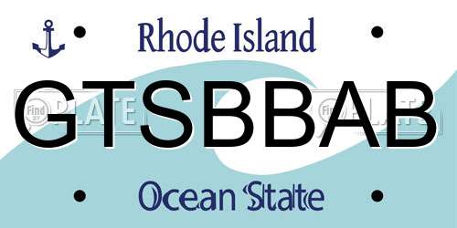 GTSBBAB Rhode Island License Plate