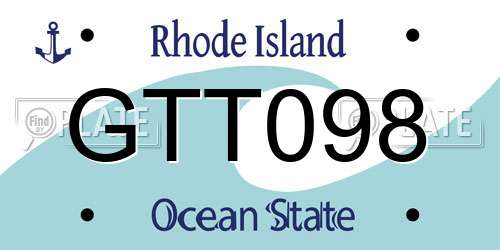 GTT098 Rhode Island License Plate