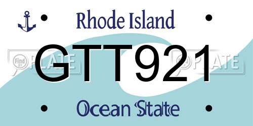 GTT921 Rhode Island License Plate