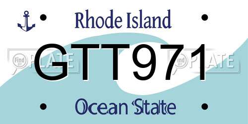 GTT971 Rhode Island License Plate