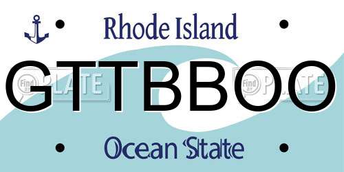 GTTBBOO Rhode Island License Plate